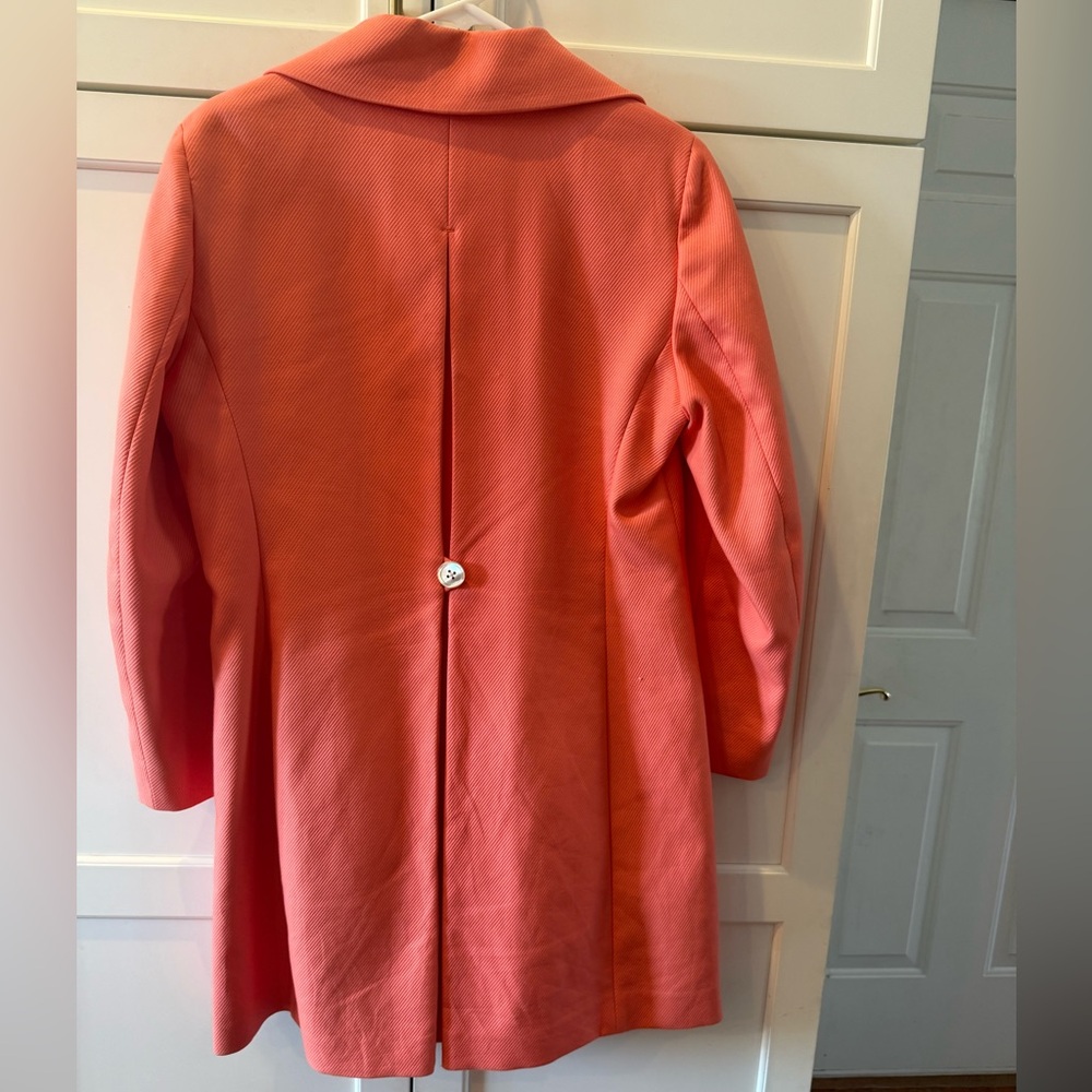 Ann Taylor Coral Pink Long Coat 100% cotton medium - Picture 2 of 5